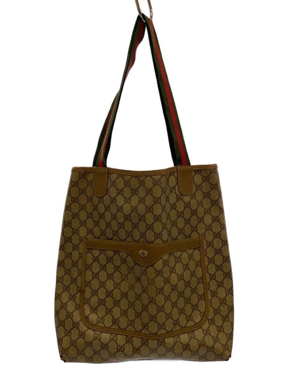 Gucci Tote Bag Leather Camel Brown Monogram